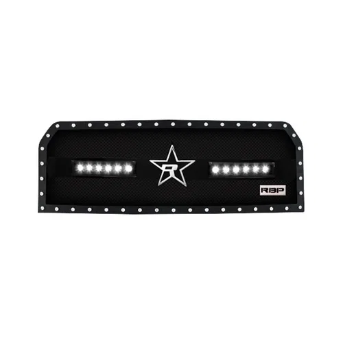 RBP-967579 – RBP Grille Insert, Overlay Double Woven Mesh Without Emblem Cutout/ With Two 11-1/2 Inch CREE LED Light ...